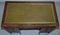 Victorian Hardwood Marquetry Inlaid Writing Partner Desk in Green Leather, Image 4