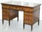 Victorian Hardwood Marquetry Inlaid Writing Partner Desk in Green Leather 3