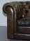 Vintage Leather Chesterfield Club Armchairs with Feather Cushions 7