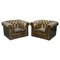 Vintage Leather Chesterfield Club Armchairs with Feather Cushions, Image 1