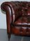 Small Victorian Whisky Brown Leather Chesterfield Sofa, Image 13