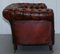 Small Victorian Whisky Brown Leather Chesterfield Sofa 16