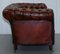 Small Victorian Whisky Brown Leather Chesterfield Sofa, Image 16