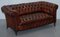 Small Victorian Whisky Brown Leather Chesterfield Sofa, Image 3