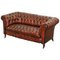 Divano Chesterfield vittoriano in pelle marrone, Immagine 1