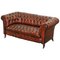 Small Victorian Whisky Brown Leather Chesterfield Sofa, Image 1