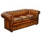 England Hand-Dyed Whisky Brown 3-Seat Chesterfield Club Sofa, 1930s, Image 1