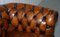 Sofá Chesterfield Club de tres plazas en marrón whisky teñido a mano, años 30, Imagen 7