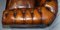 Sofá Chesterfield Club de tres plazas en marrón whisky teñido a mano, años 30, Imagen 8