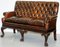 Victorian Georgian Irish Brown Leather Chesterfield Sofa with Lion Hairy Paw Feet 3