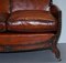 Edwardian Studded Whisky Brown Leather Tub Club Sofa & Armchairs, Set of 3 20