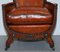 Edwardian Studded Whisky Brown Leather Tub Club Sofa & Armchairs, Set of 3 6