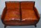 Edwardian Studded Whisky Brown Leather Tub Club Sofa & Armchairs, Set of 3 18
