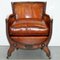 Edwardian Studded Whisky Brown Leather Tub Club Sofa & Armchairs, Set of 3 3
