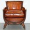 Edwardian Studded Whisky Brown Leather Tub Club Sofa & Armchairs, Set of 3, Image 3