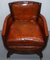 Edwardian Studded Whisky Brown Leather Tub Club Sofa & Armchairs, Set of 3 15