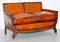 Edwardian Studded Whisky Brown Leather Tub Club Sofa & Armchairs, Set of 3 16