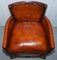 Edwardian Studded Whisky Brown Leather Tub Club Sofa & Armchairs, Set of 3 4