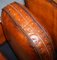 Edwardian Studded Whisky Brown Leather Tub Club Sofa & Armchairs, Set of 3 9