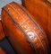 Edwardian Studded Whisky Brown Leather Tub Club Sofa & Armchairs, Set of 3, Image 9