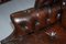 Cigar Brown Leather Chesterfield Wingback Armchair 7