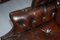 Cigar Brown Leather Chesterfield Wingback Armchair, Image 7