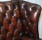 Cigar Brown Leather Chesterfield Wingback Armchair 11