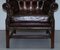 Cigar Brown Leather Chesterfield Wingback Armchair 12