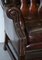 Cigar Brown Leather Chesterfield Wingback Armchair 14
