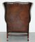 Cigar Brown Leather Chesterfield Wingback Armchair 19