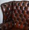 Cigar Brown Leather Chesterfield Wingback Armchair 9