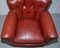 Victorian Blood Red Leather Rod Stewart Essex Home Armchairs, Set of 2 15