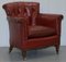 Victorian Blood Red Leather Rod Stewart Essex Home Armchairs, Set of 2 13
