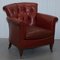 Victorian Blood Red Leather Rod Stewart Essex Home Armchairs, Set of 2 2