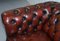 Bordeaux Leather Chesterfield Club Sofa & Armchairs on Turned Legs, Set of 3 7