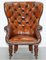 Fauteuil de Porteur Regency Chesterfield en Cuir Marron 2