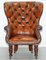 Regency Chesterfield Brown Leather Porters Armchair in the Style of Gillows 2