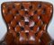 Regency Chesterfield Brown Leather Porters Armchair in the Style of Gillows, Image 8