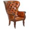 Regency Chesterfield Brown Leather Porters Armchair in the Style of Gillows, Image 1