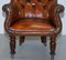 Regency Chesterfield Brown Leather Porters Armchair in the Style of Gillows 3