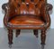 Regency Chesterfield Brown Leather Porters Armchair in the Style of Gillows, Image 3