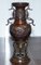 Oriental Bronze Urns Vases with Bird Serpentine Decorations, Set of 2 3