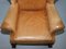 Victorian Walnut and Brown Leather Armchairs with Claw & Ball Feet, Set of 2, Image 4