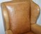 Victorian Walnut and Brown Leather Armchairs with Claw & Ball Feet, Set of 2 14