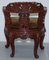 Vintage Chinese Red Lacquered Carved Elm Armchair with Heavy Foliage Detailing, Image 15