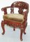 Rot lackierter chinesischer Vintage Armlehnstuhl aus geschnitztem Ulmenholz mit schwerem Blattwerk 3