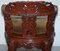 Vintage Chinese Red Lacquered Carved Elm Armchair with Heavy Foliage Detailing, Image 16