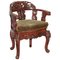 Vintage Chinese Red Lacquered Carved Elm Armchair with Heavy Foliage Detailing 1