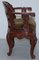 Vintage Chinese Red Lacquered Carved Elm Armchair with Heavy Foliage Detailing, Image 14