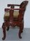 Vintage Chinese Red Lacquered Carved Elm Armchair with Heavy Foliage Detailing, Image 17